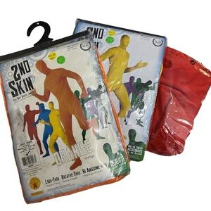 3 Halloween costumes - full body stretch jumpsuits Red M,  Yellow L & Orange L